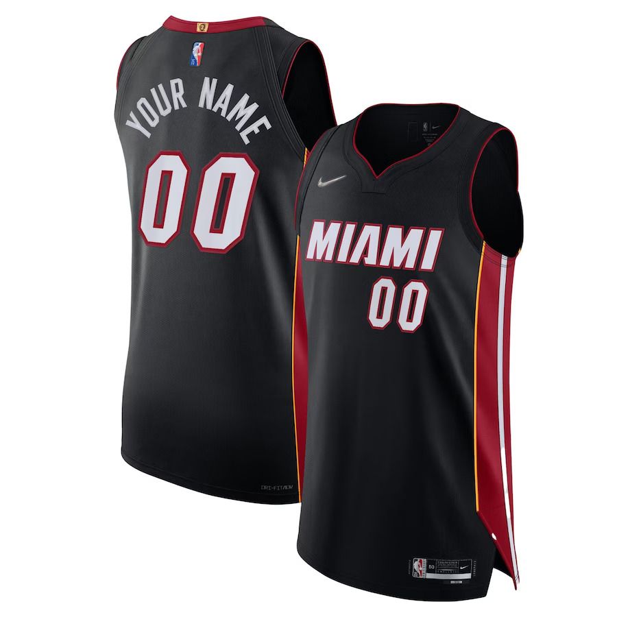 Men Miami Heat Nike Black Diamond Swingman Authentic Custom NBA Jersey->customized nba jersey->Custom Jersey